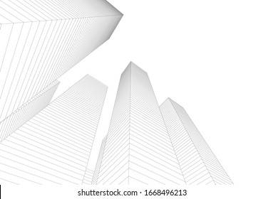 Abstract buildings on white background. Modern architecture 3d 