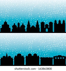 abstract buildings silhouettes on a white background