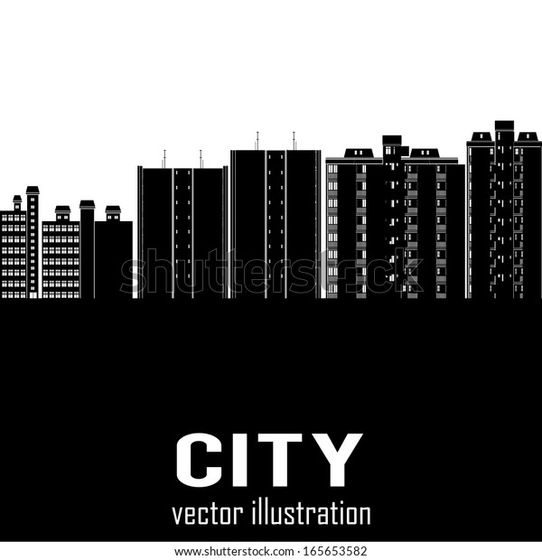 Abstract Buildings Silhouettes On White Background Stock Vector ...