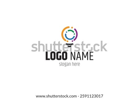 Abstract bulb logo with rotating colorful lines concept