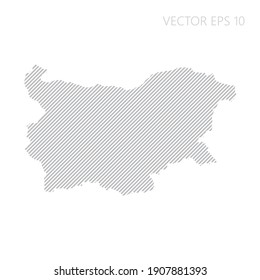Abstract Bulgaria map with gray diagonal lines. Bulgaria stripes map. Vector illustration EPS10.