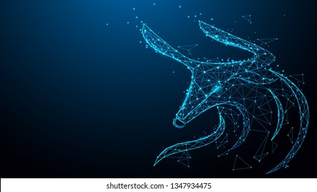 Abstract Bull head from lines, triangles and particle style design. Illustration vector