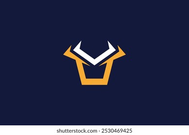 Abstract bull head simple logo design premium vector
