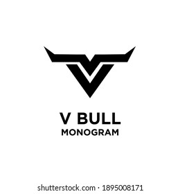 abstract bull horn head initial letter v vv logo icon design vector illustration white background