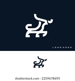 abstract bull logo,monogram bull logo,simple bull logo icon design