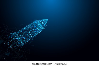 Abstract Bullet from lines and triangles, point connecting network on blue background. Illustration vector