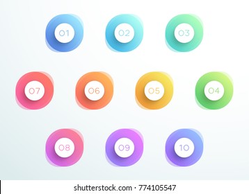 Abstract Bullet Point 3d Circles Number 1 To 10 Vector