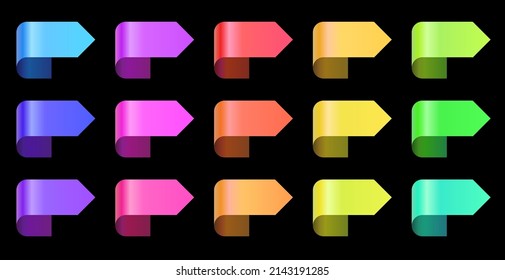 Abstract bullet points in different color gradient. Abstract geometric design elements, 3D rendering. Vector bullet marker set, infographic design elements.