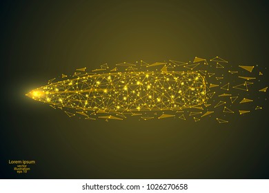 Abstract bullet, shot, consists of triangles, lines of stars. Vector illustration of the EPS 10.