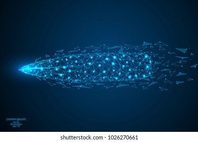 Abstract bullet, shot, consists of triangles, lines of stars. Vector illustration of the EPS 10.