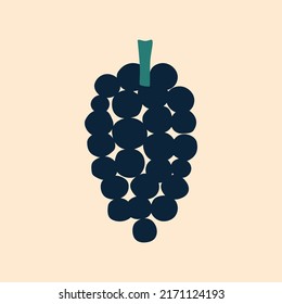 Grado abstracto de uvas dibujadas a mano ilustraciones vectoriales. Vino retro aislado en estilo plano para el logotipo o icono del vino.