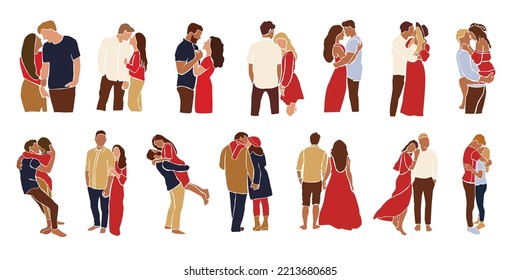 Abstract bundle of couple woman and man , baby, father and couple . Modern Art about family. Hand drawn vector illustration in minimalistic style.
