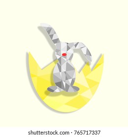 abstract bunny and egg with shadow Easter card. Vector illustration for your design