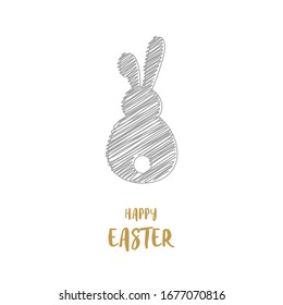 Abstracto conejito en el fondo con los deseos de Feliz Pascua. Vector