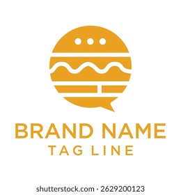 Abstract burger in a chat icon design, suitable for food discussions, culinary forums, or digital branding. Bold lines and playful look, ideal for vibrant brand identities.