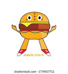 abstract burger logo design. fast food restaurant logo vector.