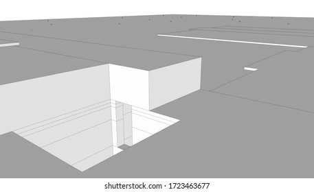 
abstract burial sarcophagus, 3d rendering, architectural form