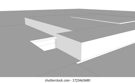 
abstract burial sarcophagus, 3d rendering, architectural form