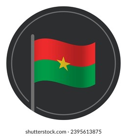 Abstract Burkina Faso Flag Flat Icon in Circle Isolated on White Background