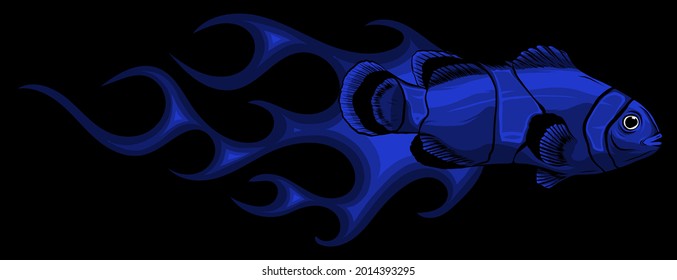 Abstract Burning anemone fish, Illustration vector design art