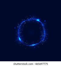 Los círculos de combustión abstractos y el efecto de trineo giratorio del brillo en el fondo.Las luces brillantes circulan con el rastro de anillo de incendio mágico.Ilustración vectorial
