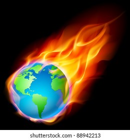 Abstract burning earth.  Illustration on black background