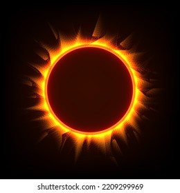 abstract burning fire circle ring of sun, vector illustration background
