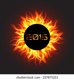 Abstract burning fire circle. Fire sun. Vector illustration