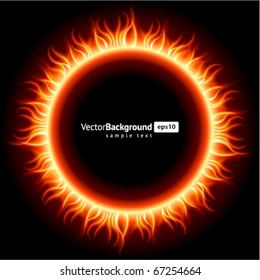 Abstract burning fire circle top view vector background