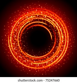 Abstract burning fire circle top view vector background. Eps 10.