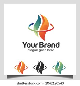 abstract burning fire shape in flame shape logo design