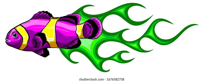 Abstract Burning fish, Illustration vector design art