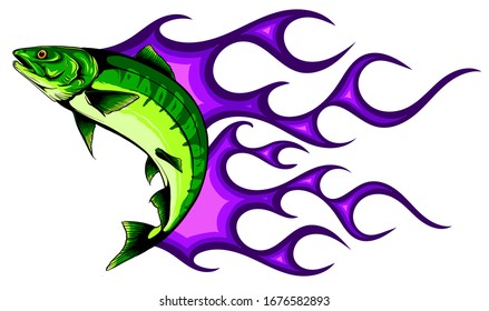 Abstract Burning fish, Illustration vector design art
