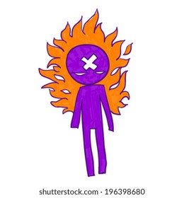 abstract burning man, quick hand drawn scribble or doodle style illustration 
