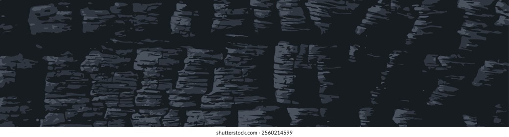 Abstract burnt wood texture wallpaper wide, 4:1 ratio. Vector illustration.