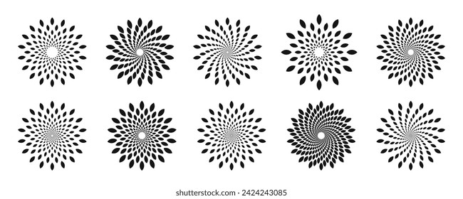 Abstract  burst collection. Radial shapes set. Explosion symbols.