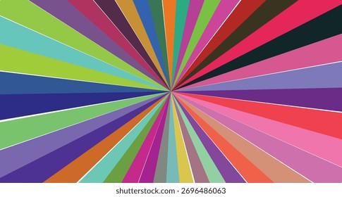 Abstractas explosión de color con rayos concéntricos y tonos vibrantes que crean energía dinámica
