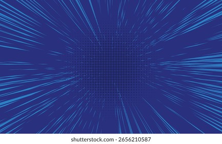 fundo de quadrinhos de explosão abstrata em azul
