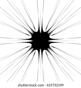 Abstract burst element in clipping mask. Radial, radiating lines. Geometric rays, beams circular abstract pattern. Explosion, starburst, sunburst effect.