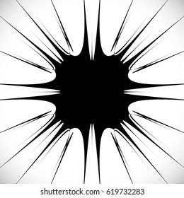 Abstract burst element in clipping mask. Radial, radiating lines. Geometric rays, beams circular abstract pattern. Explosion, starburst, sunburst effect.