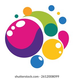 Abstract Burst of Rounded Colorful Bubbles