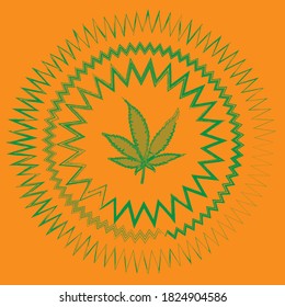 An abstract burst shape cannabis leaf grunge background image.