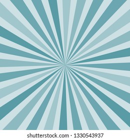 Abstract burst sunburst rays in shades of blue from center, pop art retro style vector eps10 background.