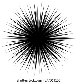 Abstract bursting, spiky shape. Monochrome vector design element.