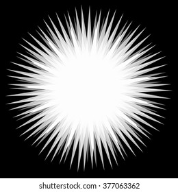 Abstract bursting, spiky shape. Monochrome vector design element.