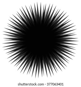 Abstract bursting, spiky shape. Monochrome vector design element.