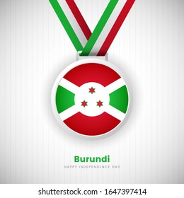 Abstract Burundi country flag on medal vector. Happy Independence day of Burundi background with classic typography.