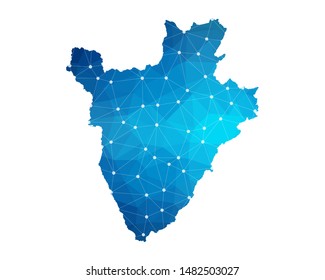 Abstract Burundi  Map geometric rumpled triangular low poly style gradient graphic on white background , line dots polygonal design for your . Vector illustration eps 10