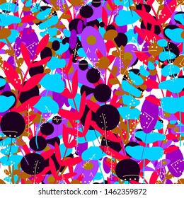abstract bush with blue and violet colored plants