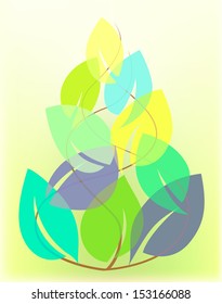 Abstract bush with colorful leaves